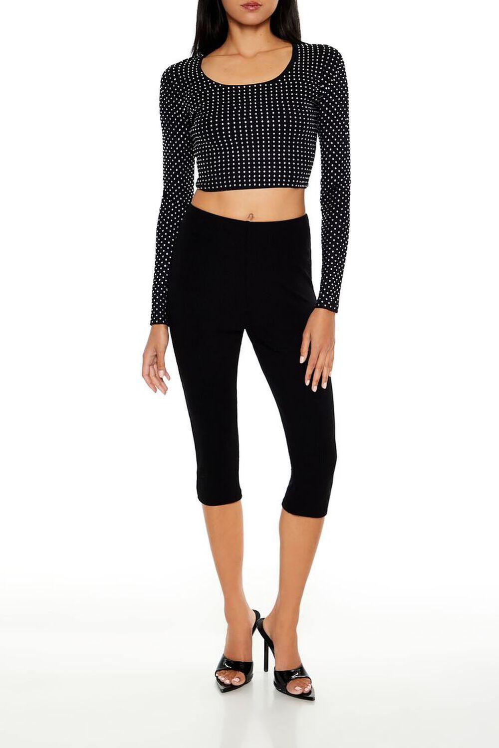 Rhinestone Cropped Sweater | Forever 21 Product Image