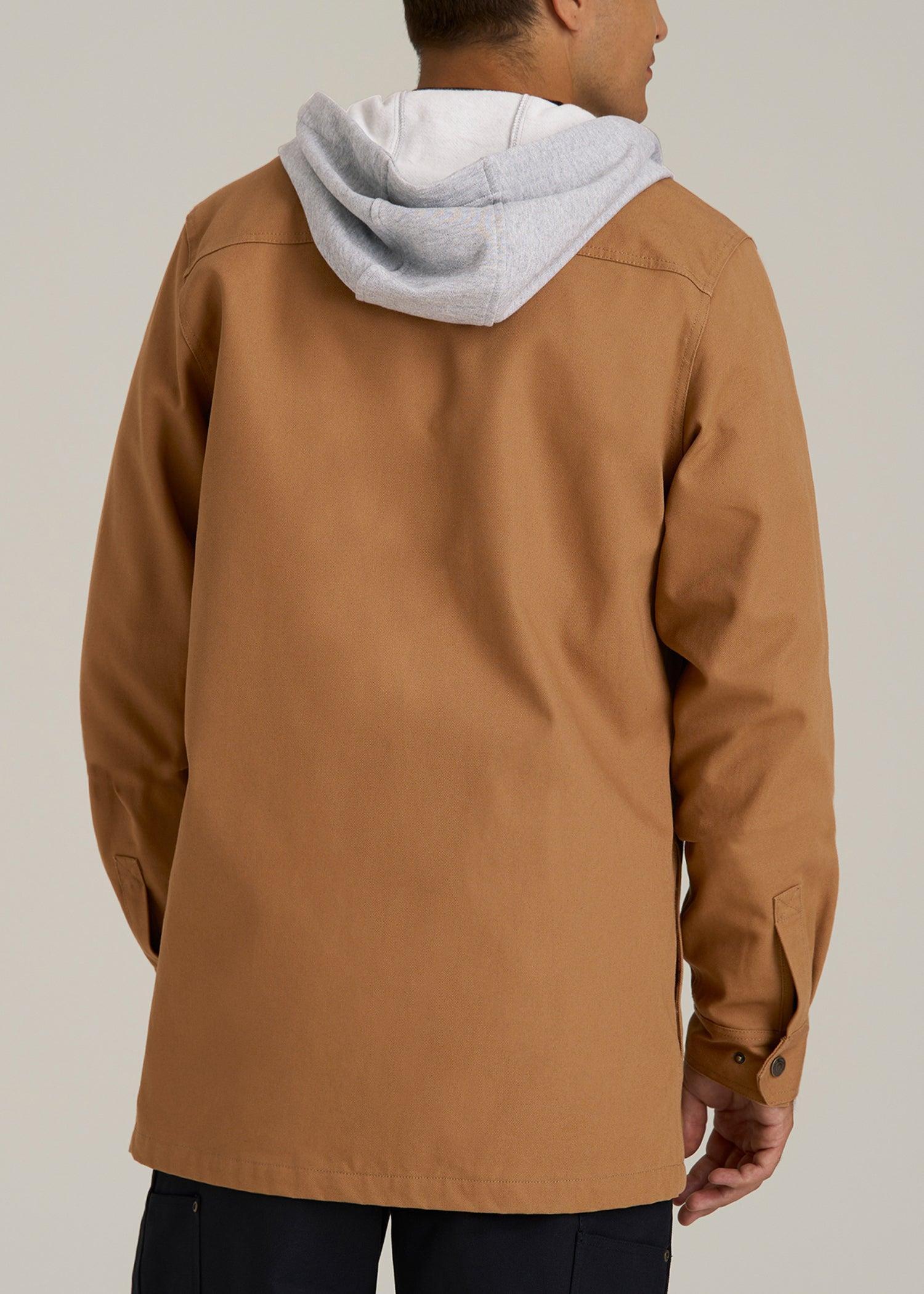 LJ&S Flannel-Lined Canvas Shirt Jacket for Tall Men in Vintage Tan Male Product Image