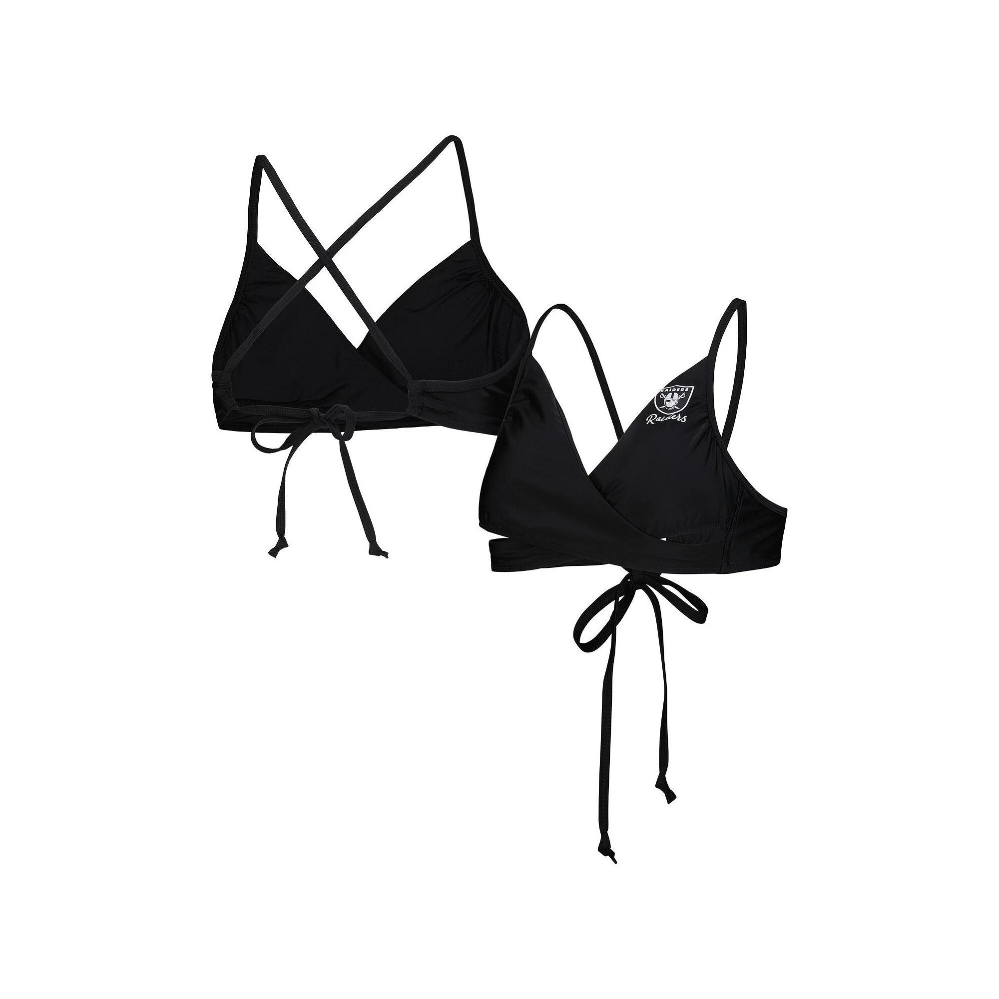 Womens G-III 4Her by Carl Banks Black Las Vegas Raiders Hall of Fame Bikini Top Product Image