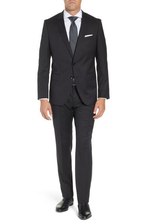 Mens Stretch-Wool Basic Two-Piece Slim Fit Suit, Black Product Image
