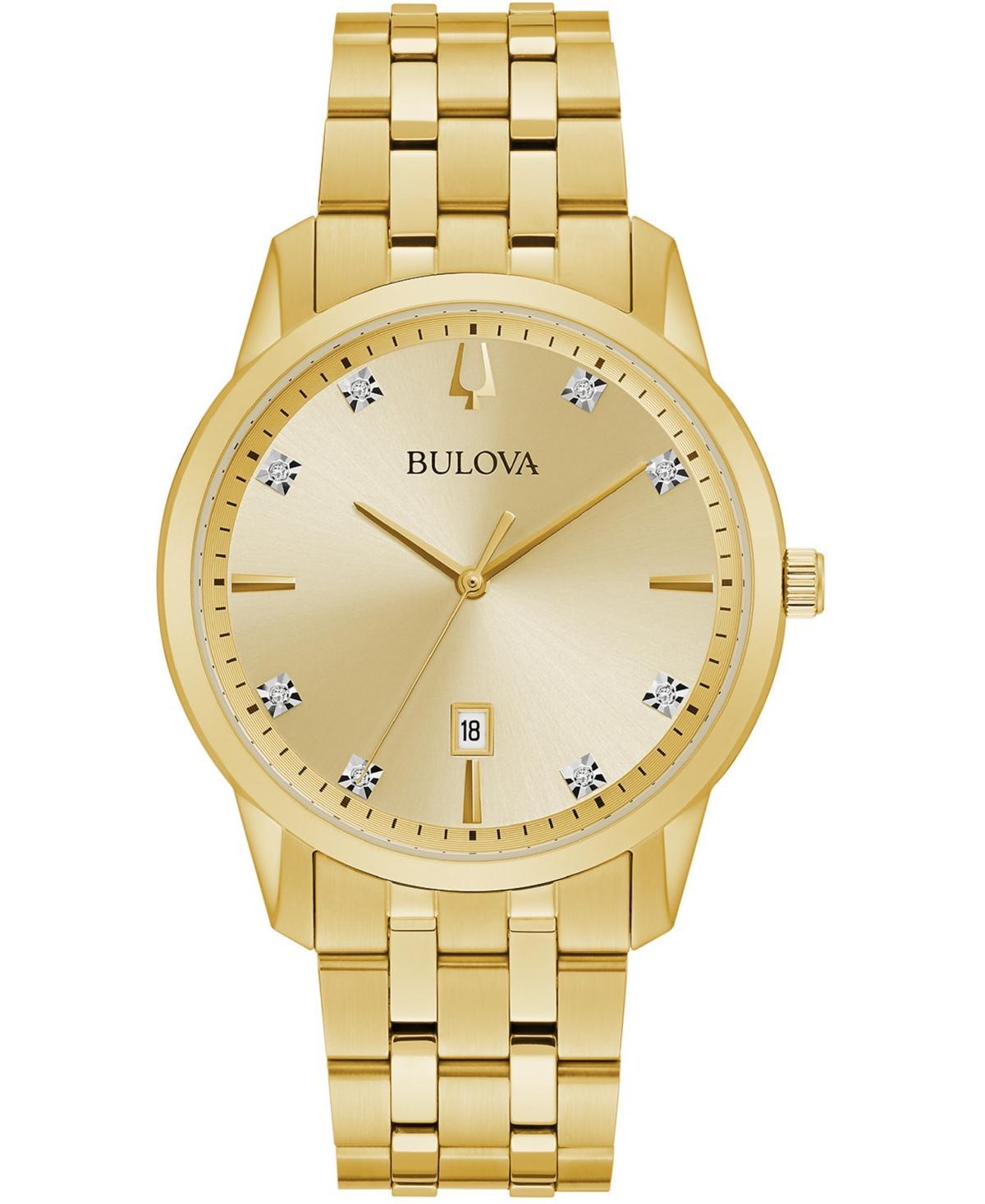 Bulova Mens Diamond Accent Gold-Tone Stainless Steel Watch - 97D123K Gold Tone Product Image