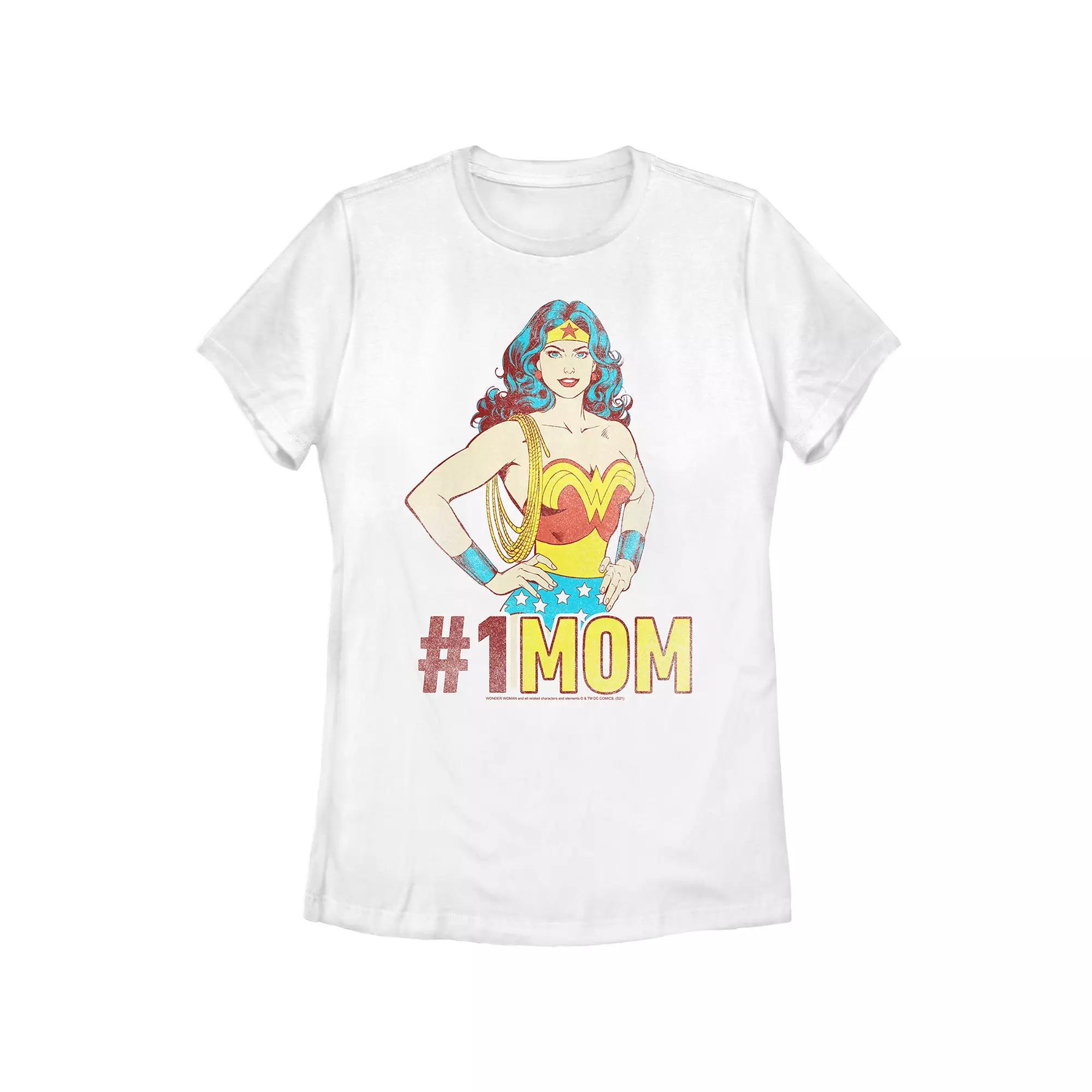 Juniors' Warner Brothers Wonder Woman #1 MOM Graphic Tee, Girl's, Size: XXL, White Product Image