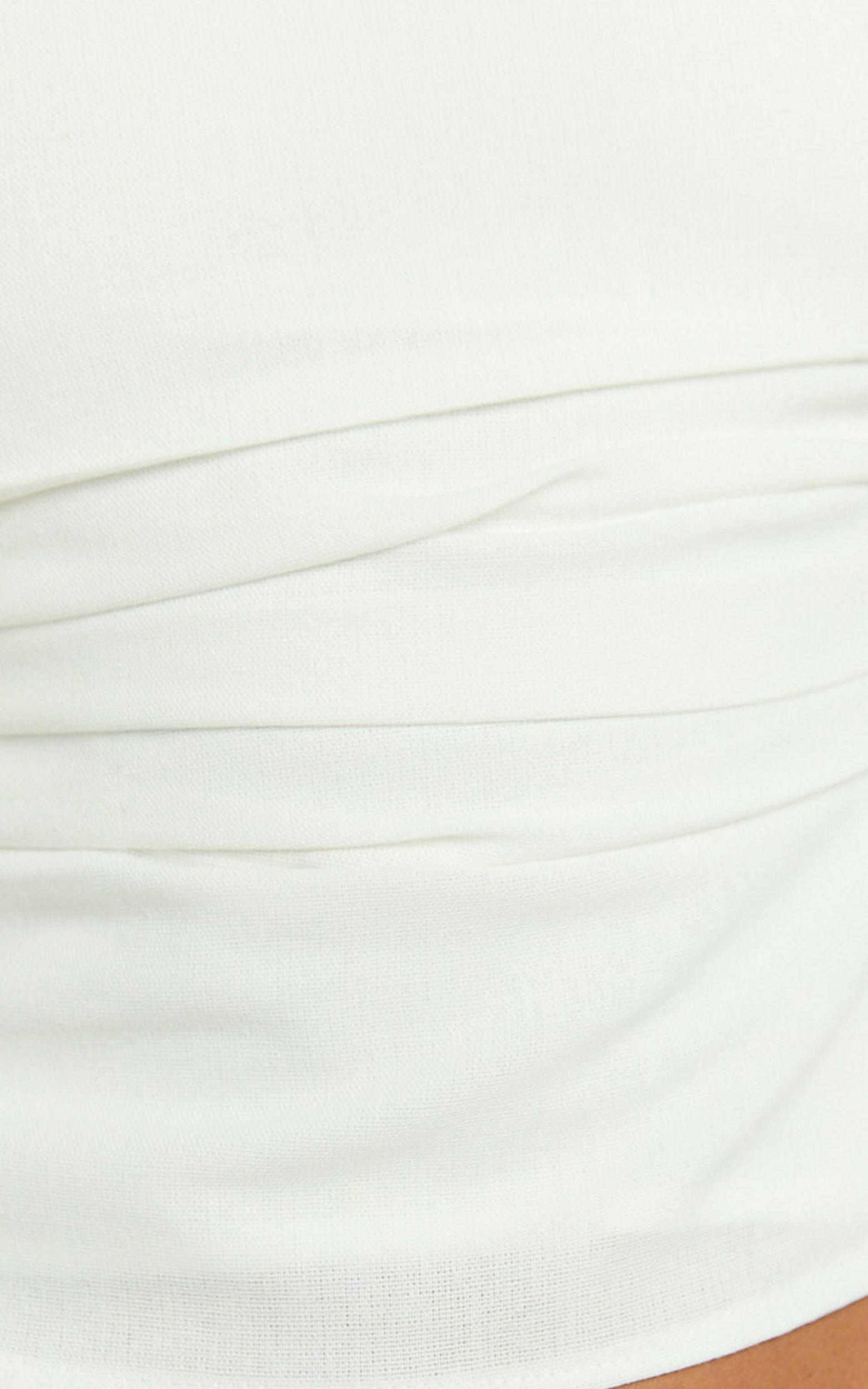 Ivy Top - Linen Off Shoulder Tie Top in White Product Image