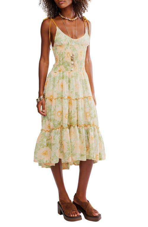 FREE PEOPLE Adriel Floral Print Knee Length Cami Dress In White Product Image