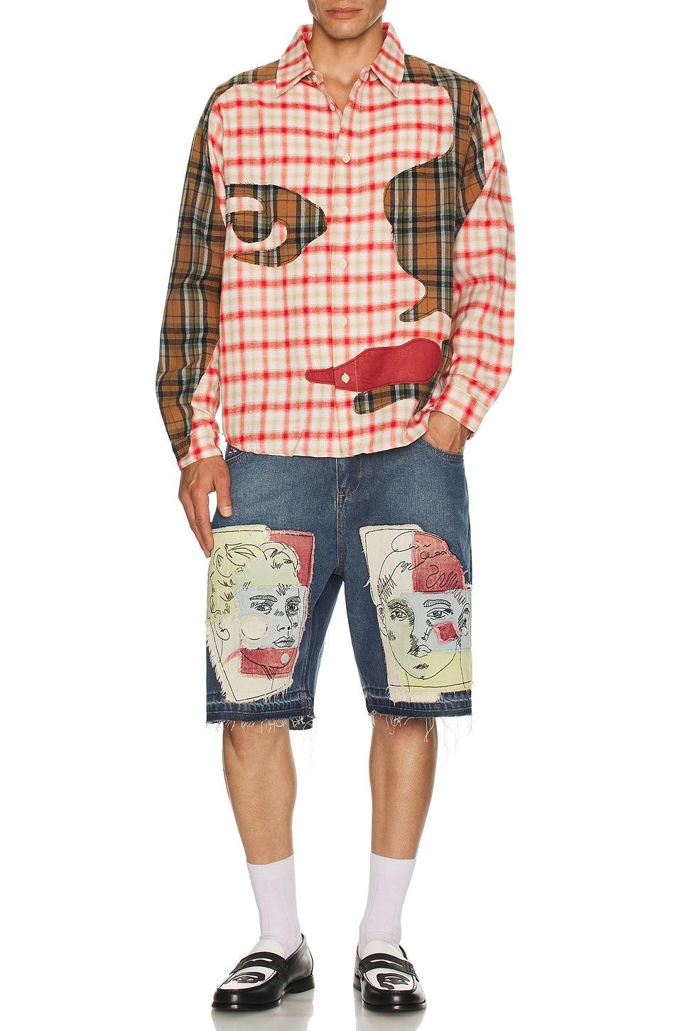 Patchwork Face Flannel Shirt Product Image