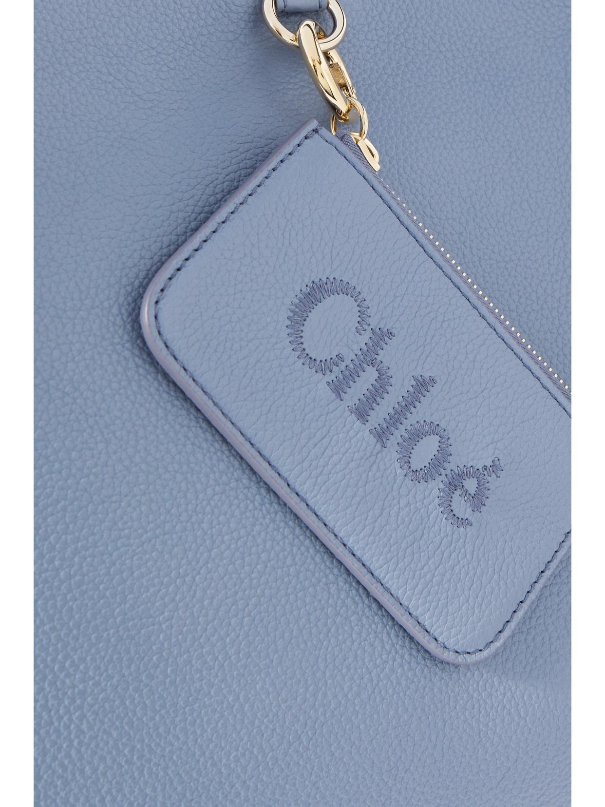CHLOÉ Sense Textured-leather Tote In Shady Cobalt Product Image