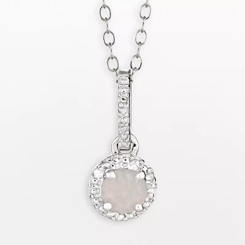 Celebration Gems Sterling Silver Opal and Diamond Accent Pendant, Women's, Size: 18" Product Image