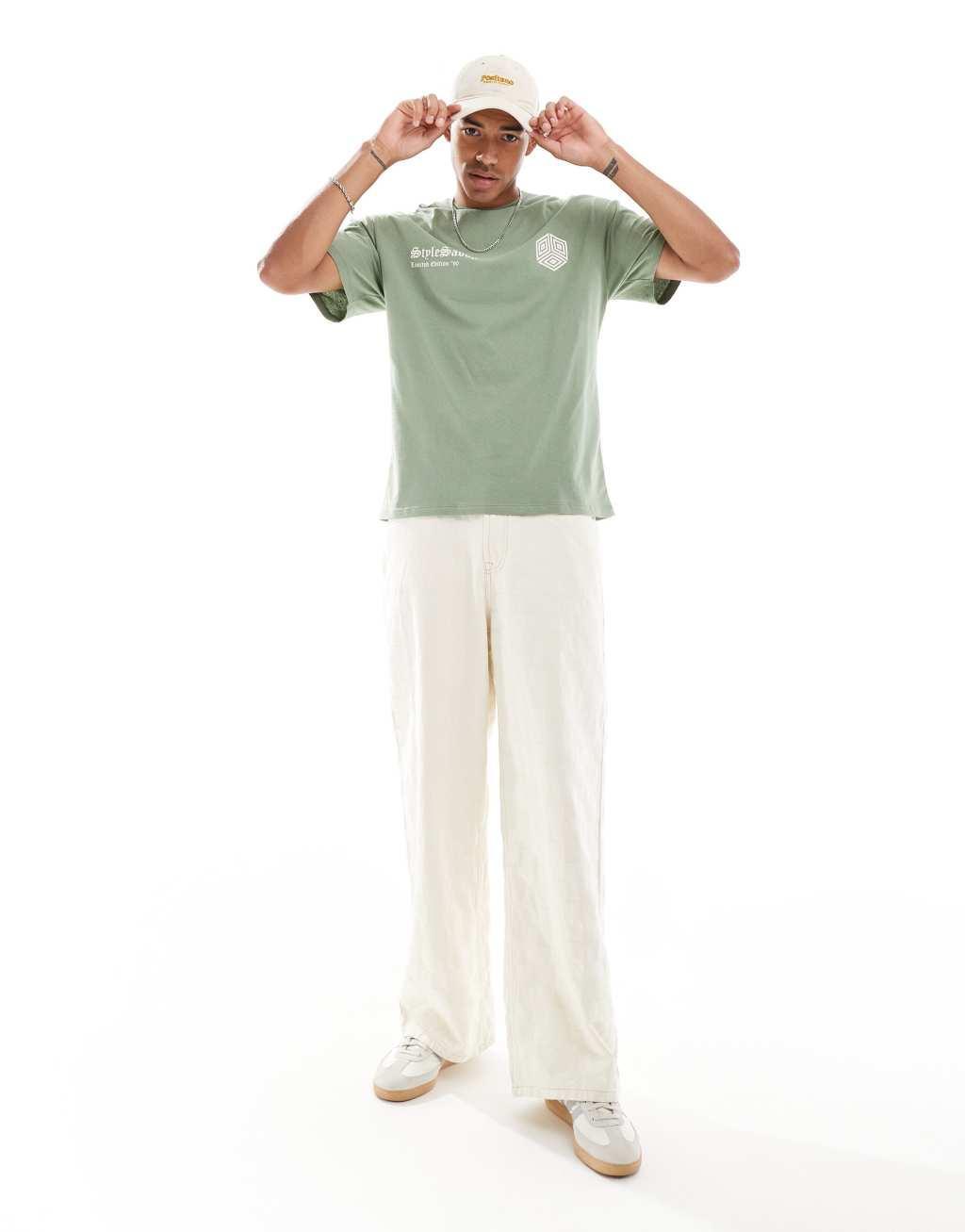 ADPT oversized t-shirt with backprint in pastel green Product Image