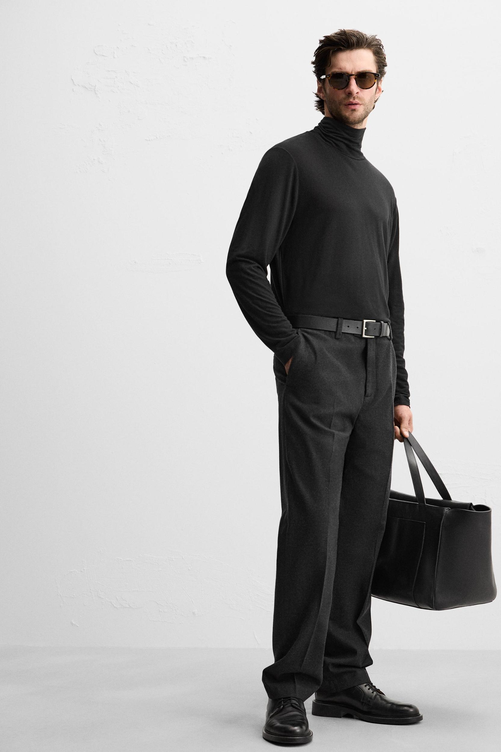 WOOL BLEND TEXTURED PANTS Product Image