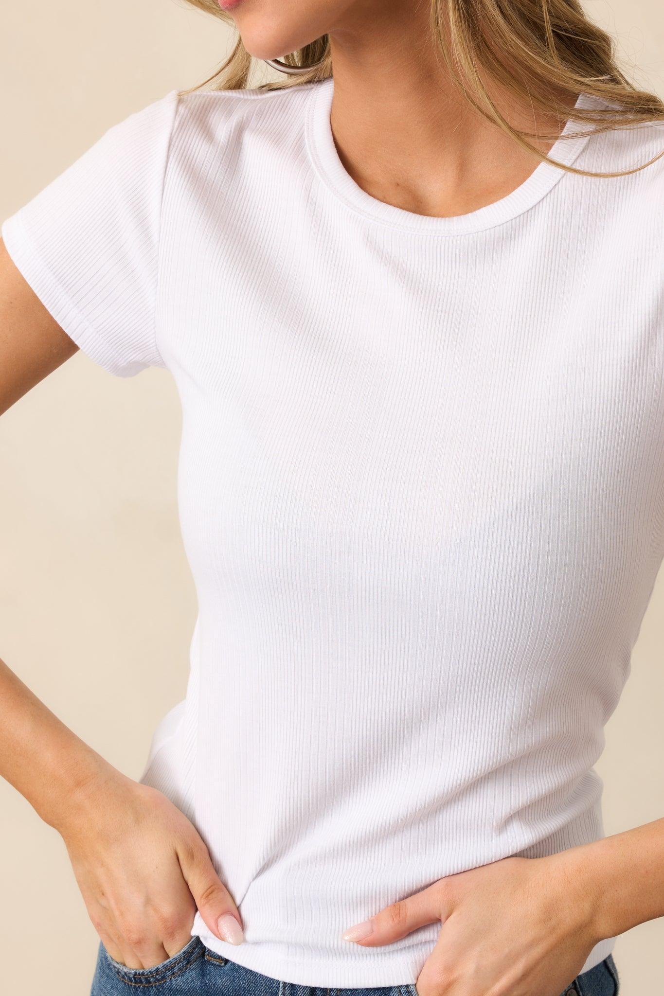 Z Supply White Avery Fitted Rib Tee Product Image