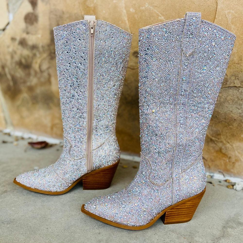Glitz & Glam Silver Rhinestone Boots* Product Image
