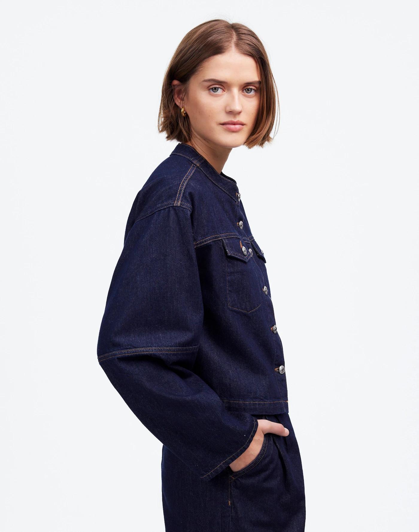Cocoon-Sleeve Denim Lady Jacket Product Image