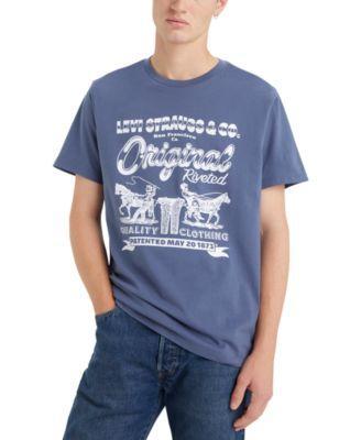 Levi's® Men's Short Sleeve Crew Neck T-Shirt - Navy M: 100% Cotton, Lightweight Knit, Standard Fit, Pullover Style Product Image