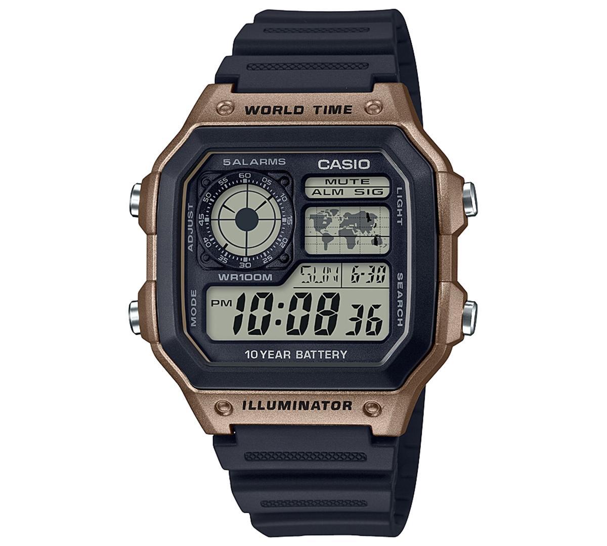 Casio Mens Digital Black Resin Strap Watch 42.1mm Product Image