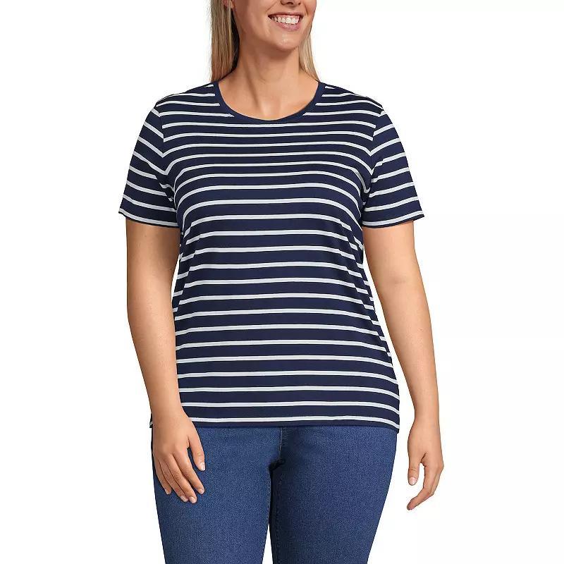 Plus Size Lands' End Relaxed Supima Cotton Crewneck Tee, Women's, Size: 1XL, Pale Yellow Product Image