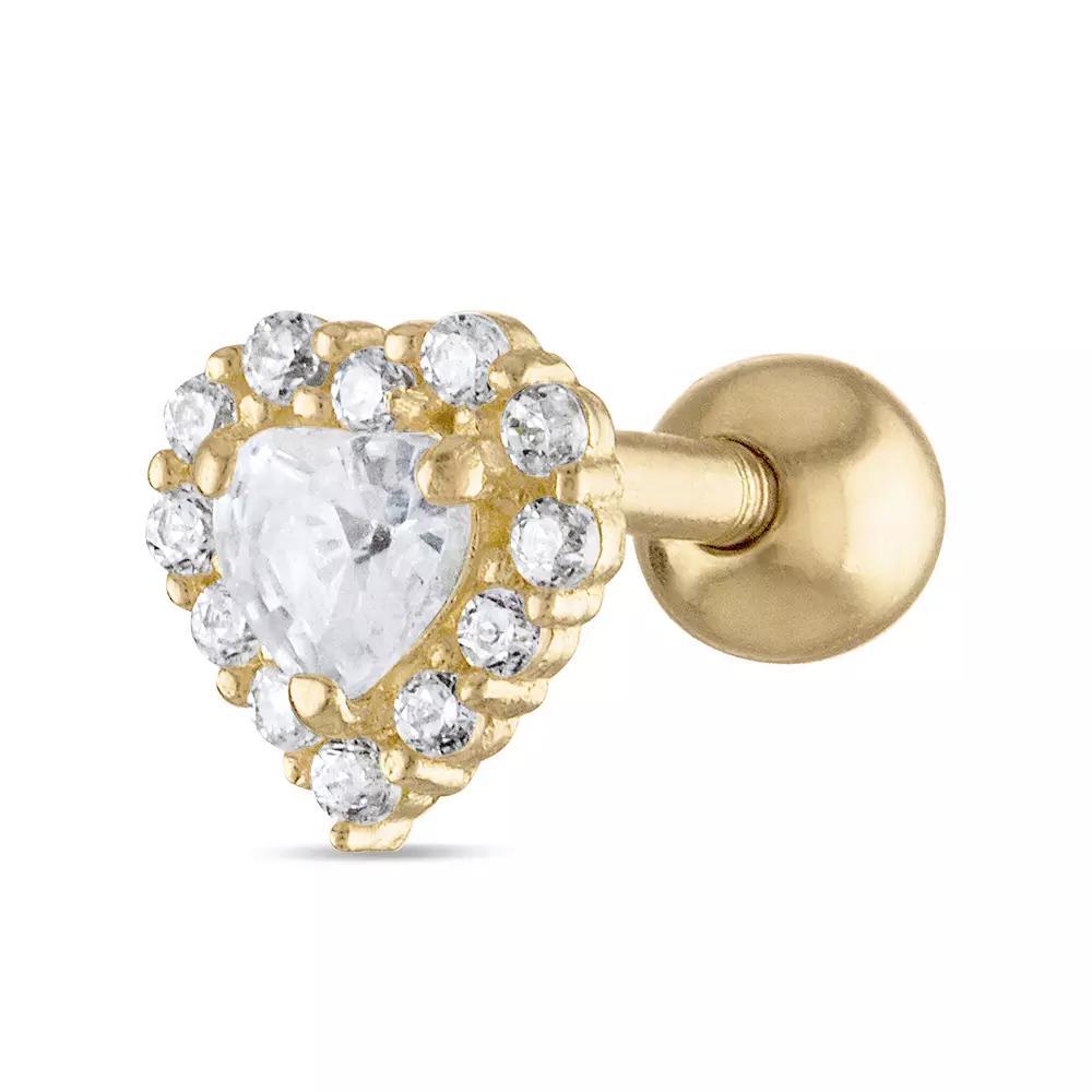 Amella Jewels 10k Gold Cubic Zirconia Heart Cartilage Earring, Women's, Yellow Product Image