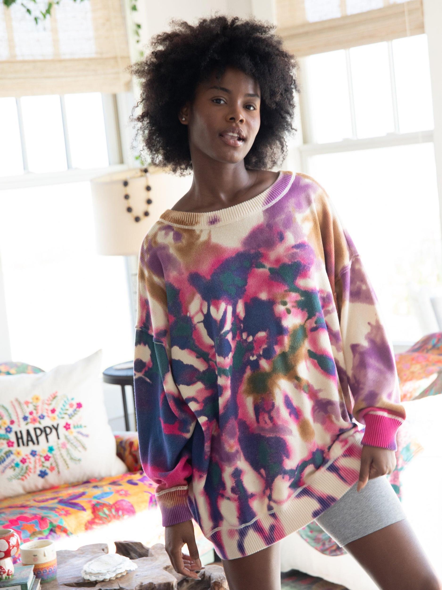 Taylor Oversized Cotton Sweater - Sunrise Tie-Dye Product Image