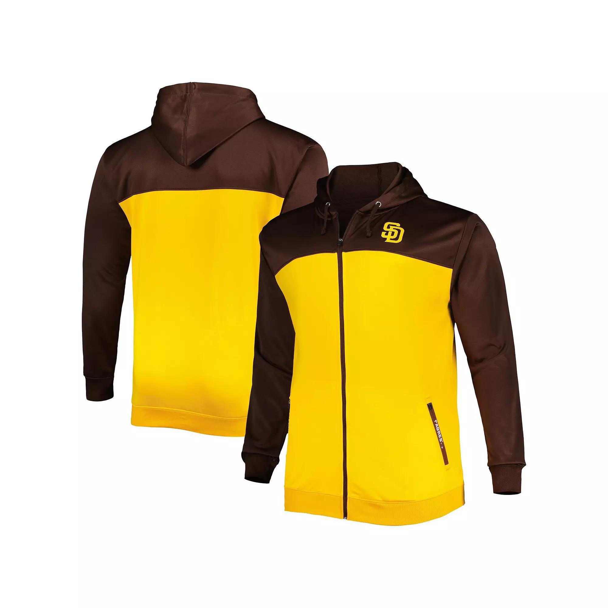 Men's Brown/Gold San Diego Padres Big & Tall Yoke Full-Zip Hoodie, Size: 4XB Product Image
