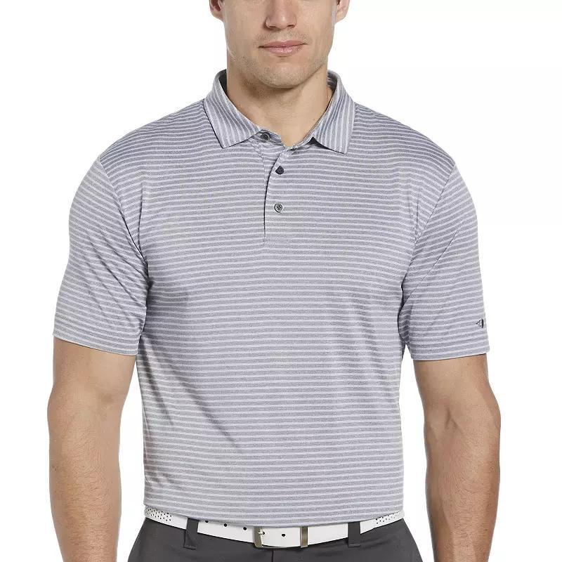 Men's Grand Slam Heather Feeder Stripe Golf Polo, Size: Large, Cavier Grey Product Image