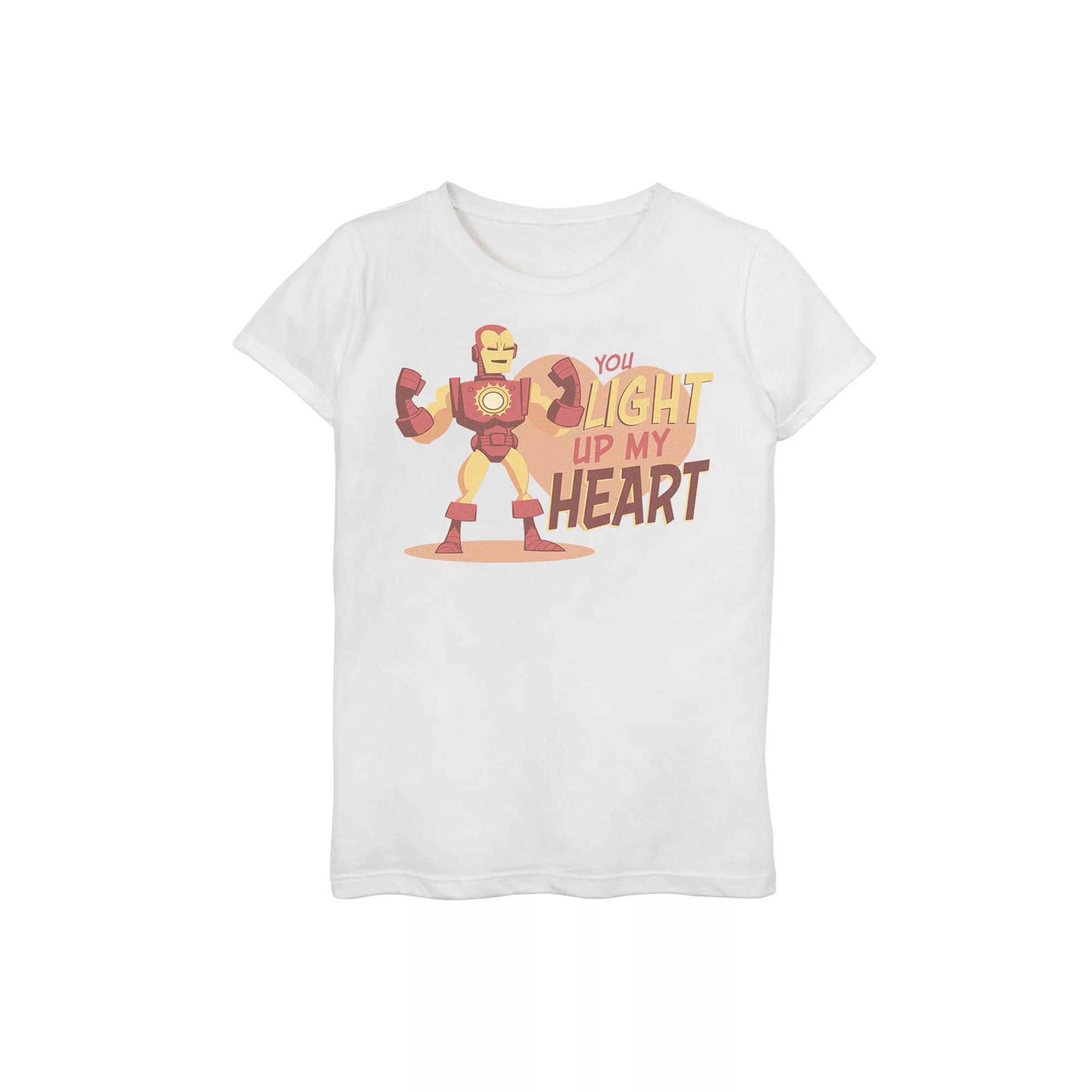 Girls 7-16 Marvel Iron Man You Light Up My Heart Text Graphic Tee, Girl's, Size: XL, White Product Image