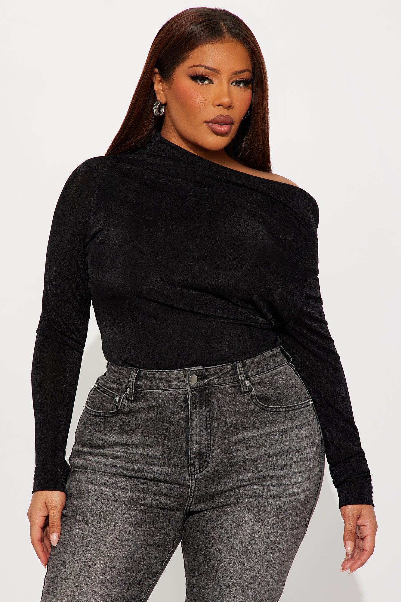 Parisian Long Sleeve Off Shoulder Top - Black Product Image