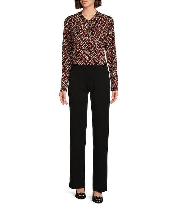 Investments Knit Printed Tweed Long Sleeve Twist Neck Top Product Image