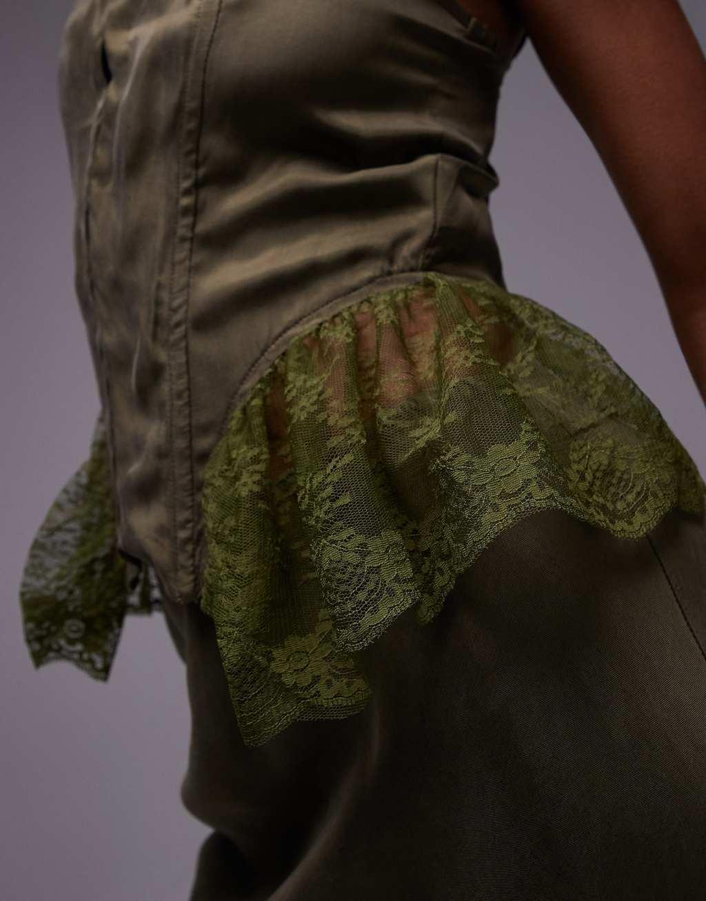 VRG GRL Rhapsody cami top in green - part of a set Product Image