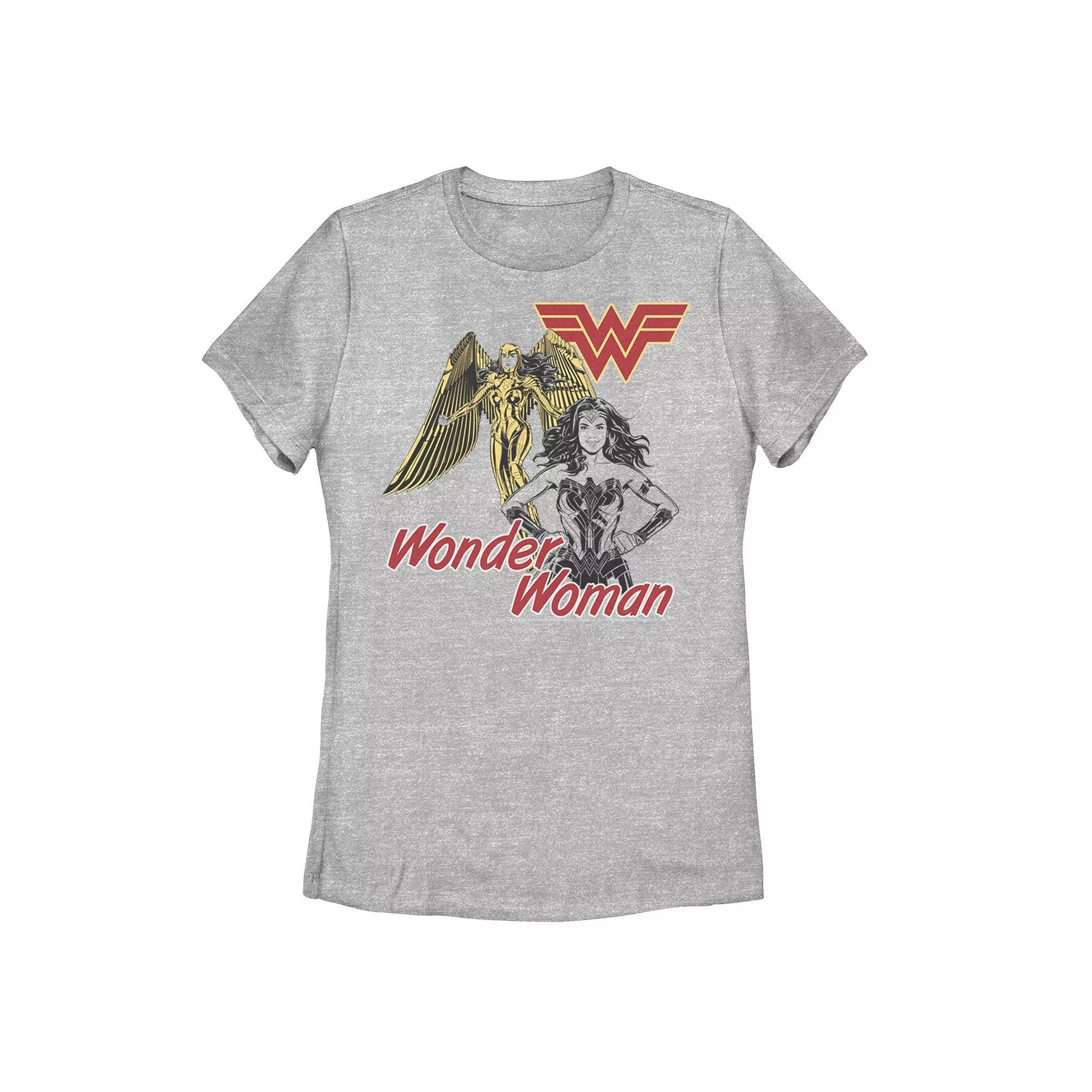 Juniors' DC Comics Wonder Woman Double Pose Poster Graphic Tee, Girl's, Size: Small, Athletic Grey Product Image