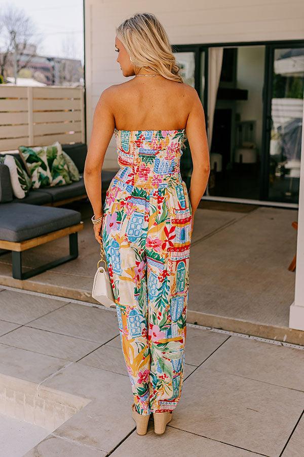 Loft Party Smocked Floral Jumpsuit in Blue Product Image