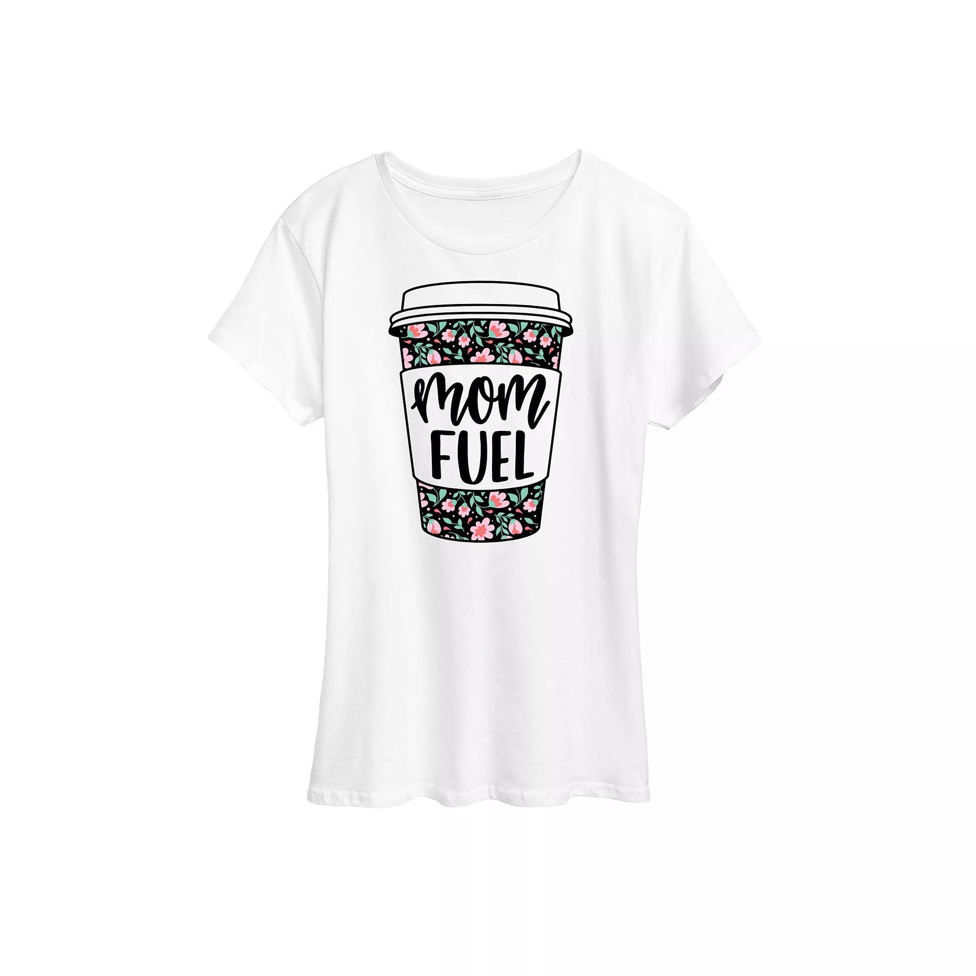 Womens Mom Fuel Floral Coffee Graphic Tee Product Image
