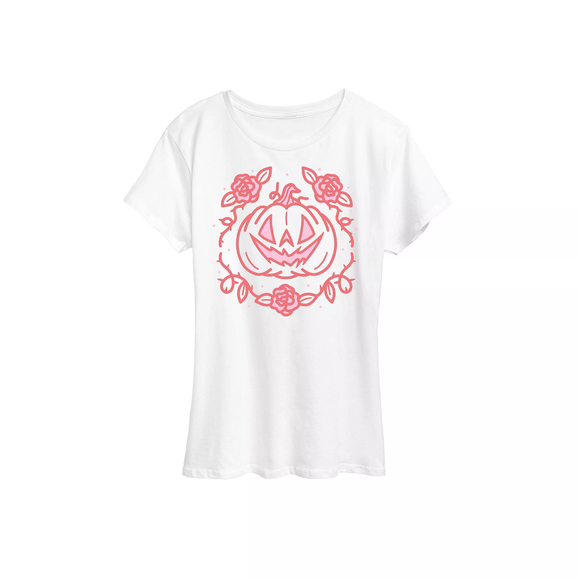 Womens Coquette Pumpkin Rose Graphic Tee Blue Product Image