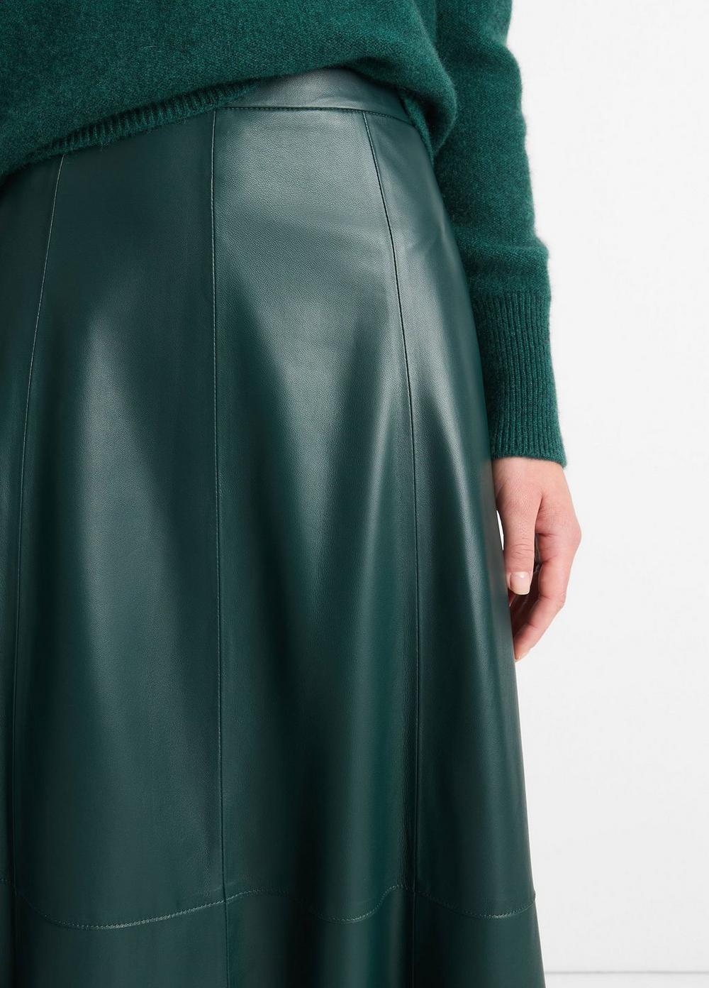 Womens Mid-Rise Flared Leather Skirt, Black, Size 6 Vince Product Image