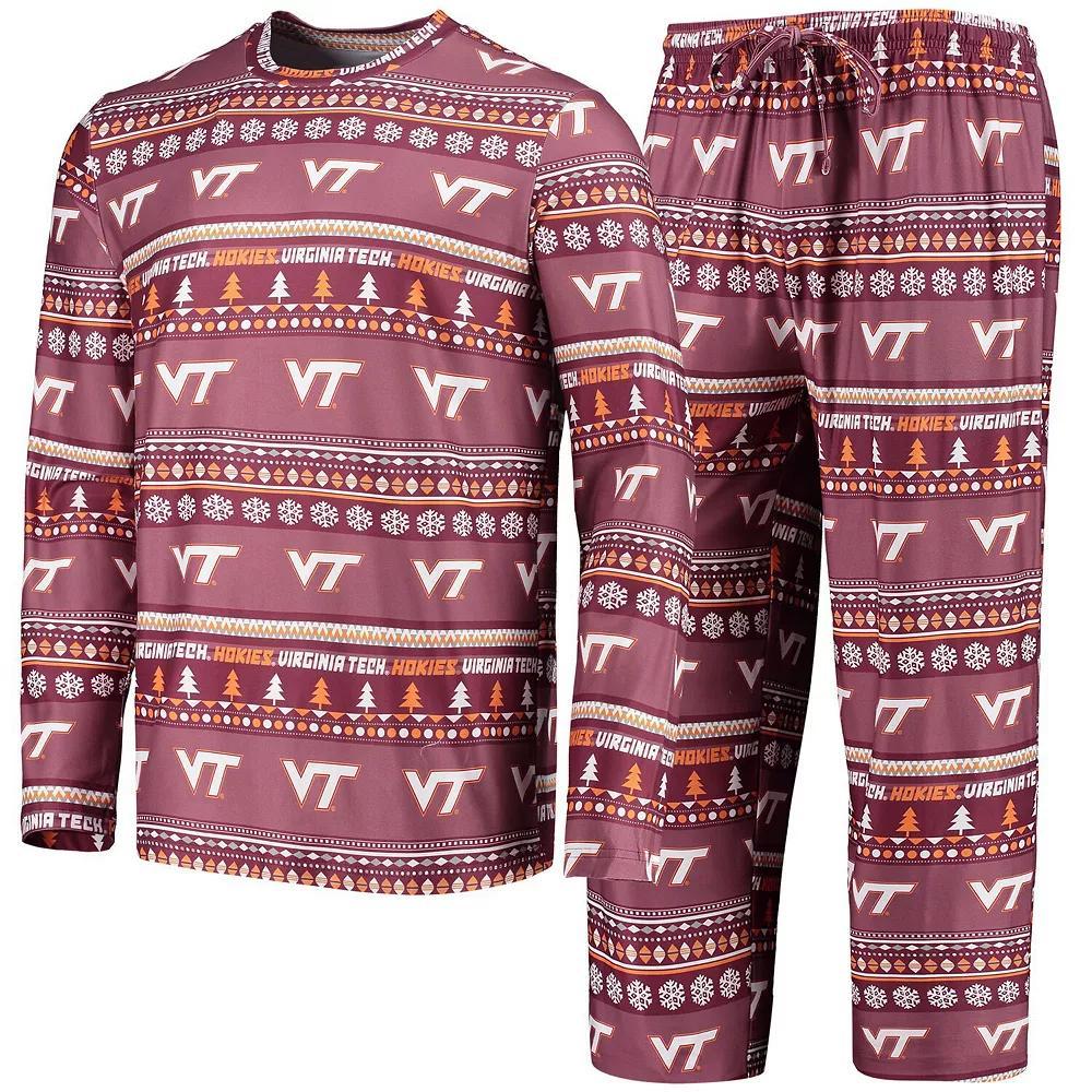 Men's Concepts Sport Maroon Virginia Tech Hokies Ugly Sweater Long Sleeve T-Shirt and Pants Sleep Set, Size: Medium, Red Product Image