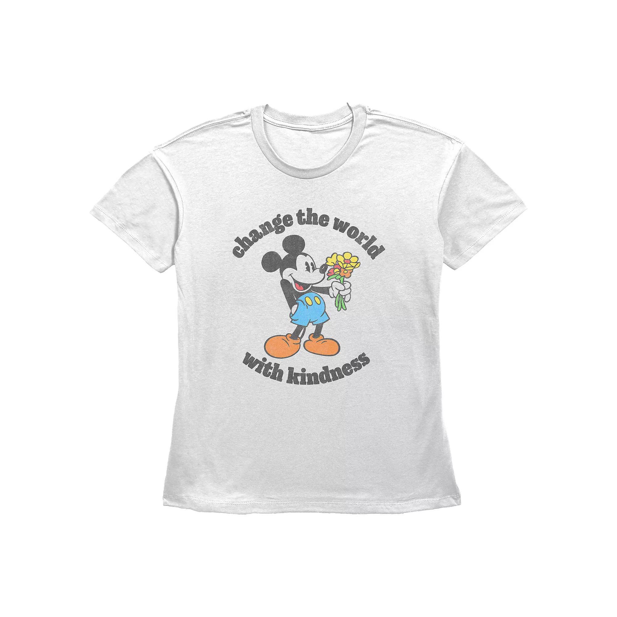 Disney's Mickey Mouse Change The World With Kindness Women's Graphic Tee, Size: Large, White Product Image