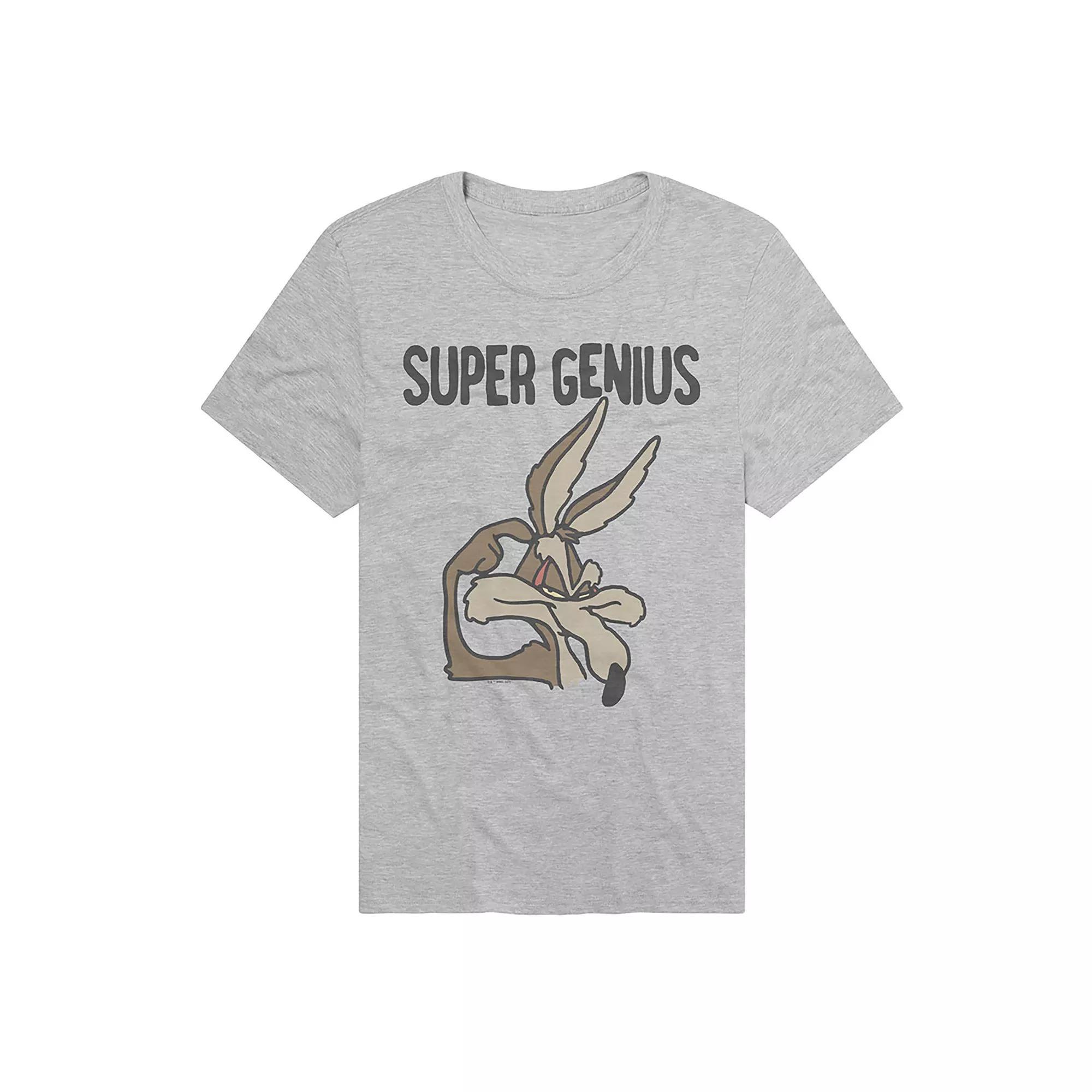 Men's Looney Tunes Wile E. Coyote Super Genius Graphic Tee, Size: XXL, Athletic Grey Product Image