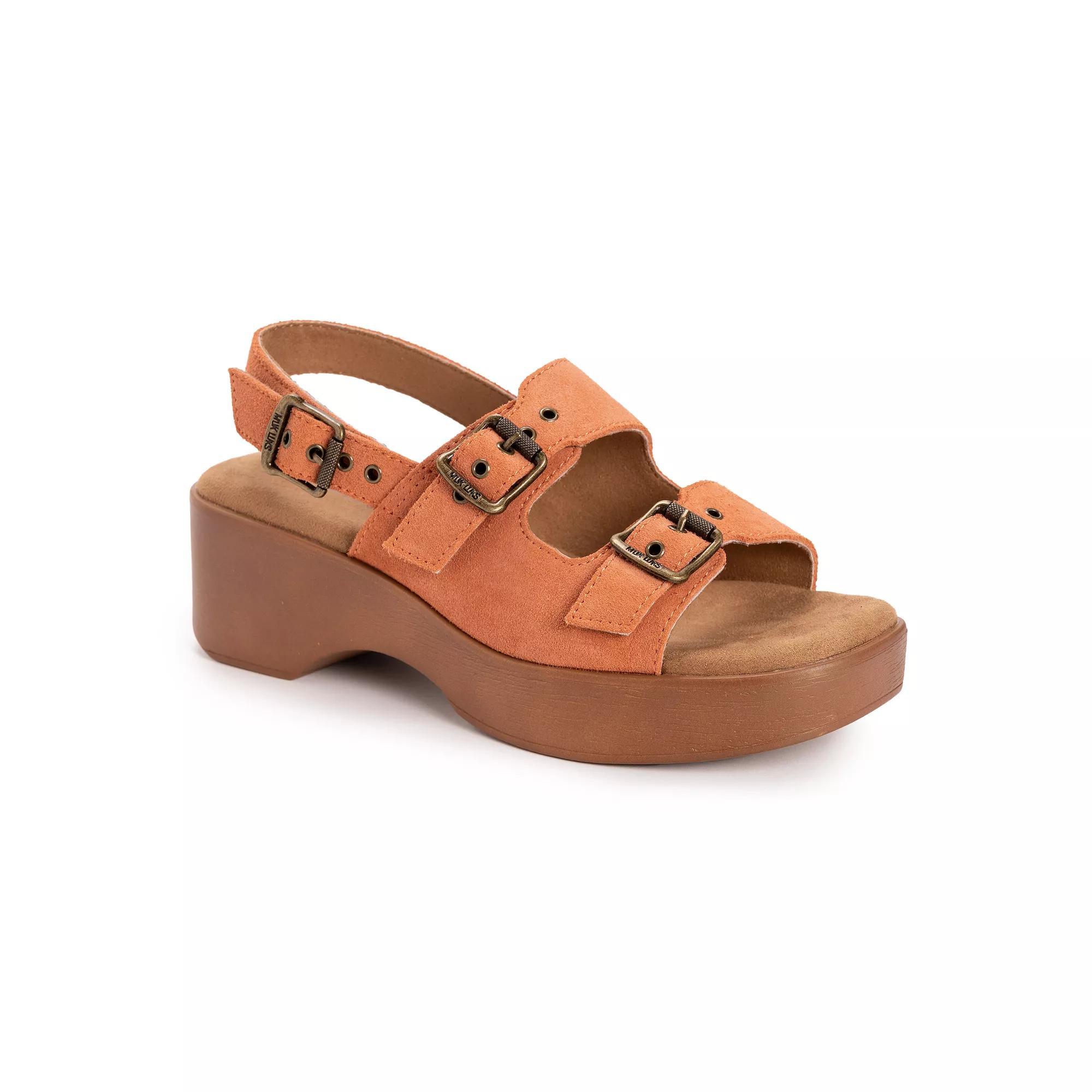 MUK LUKS Womens Calliope Strappy Sandals Pink Suede Product Image