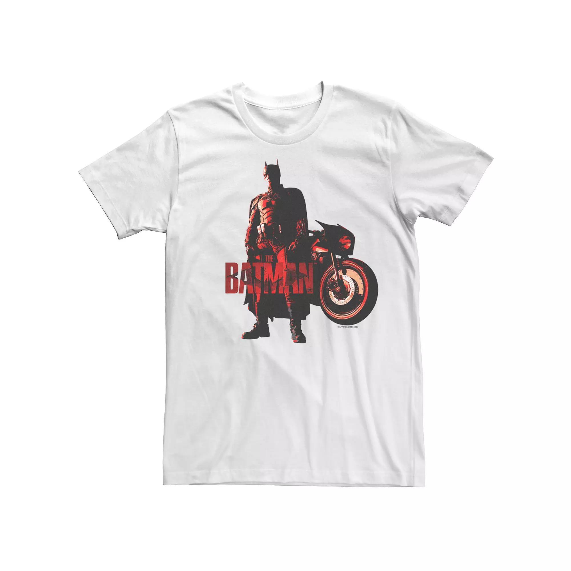 Men's DC Comics The Batman Batcycle Red Light Tee, Size: Small, White Product Image