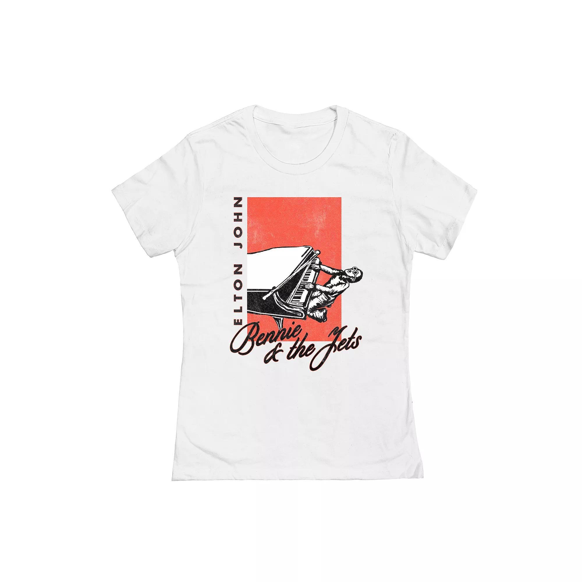 Juniors' Elton John Bennie Jets Graphic Tee, Girl's, Size: Small, White Product Image