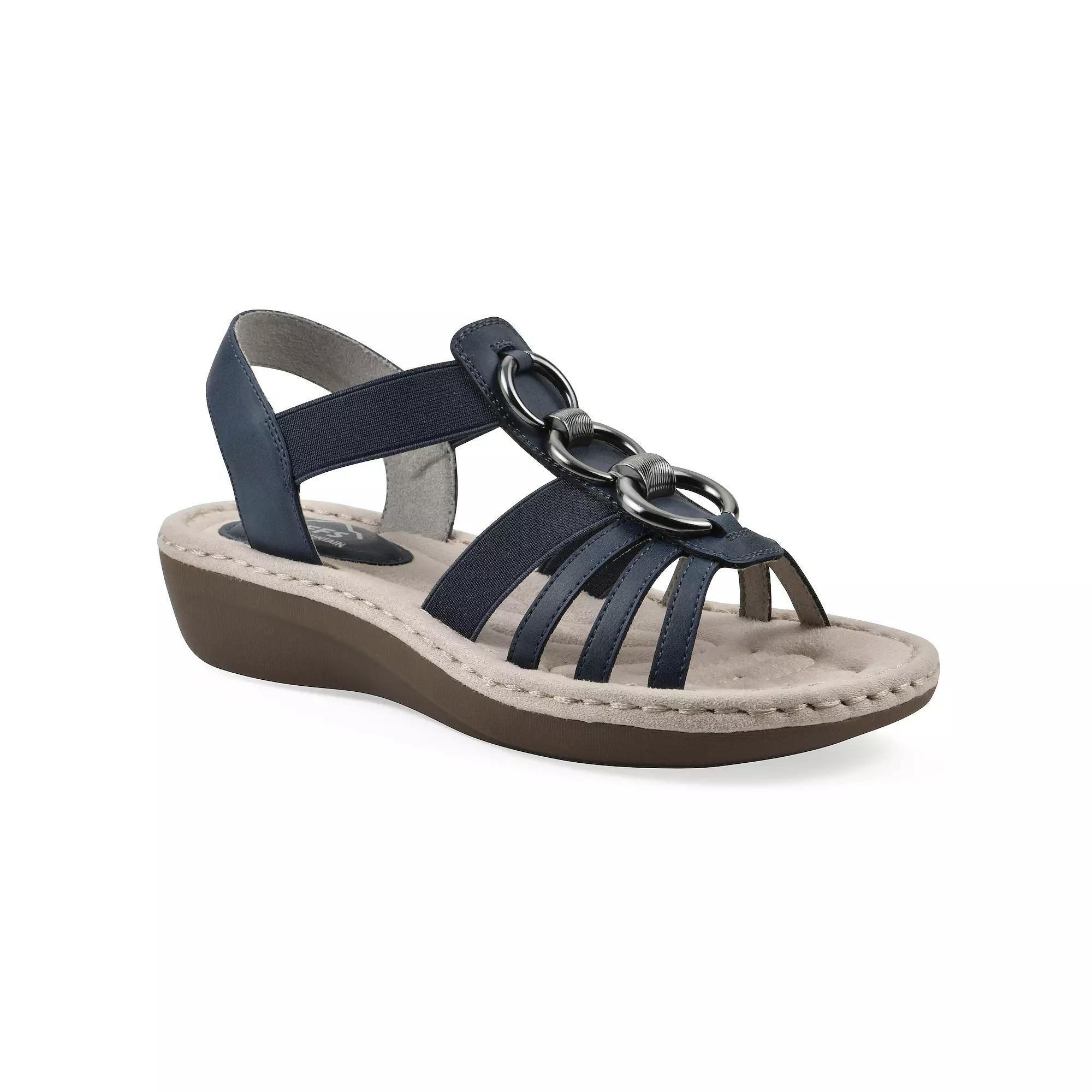 Cliffs by White Mountain Caselyn Women's Wedge Sandals, Size: 6.5 Medium, Blue Nubuck Product Image