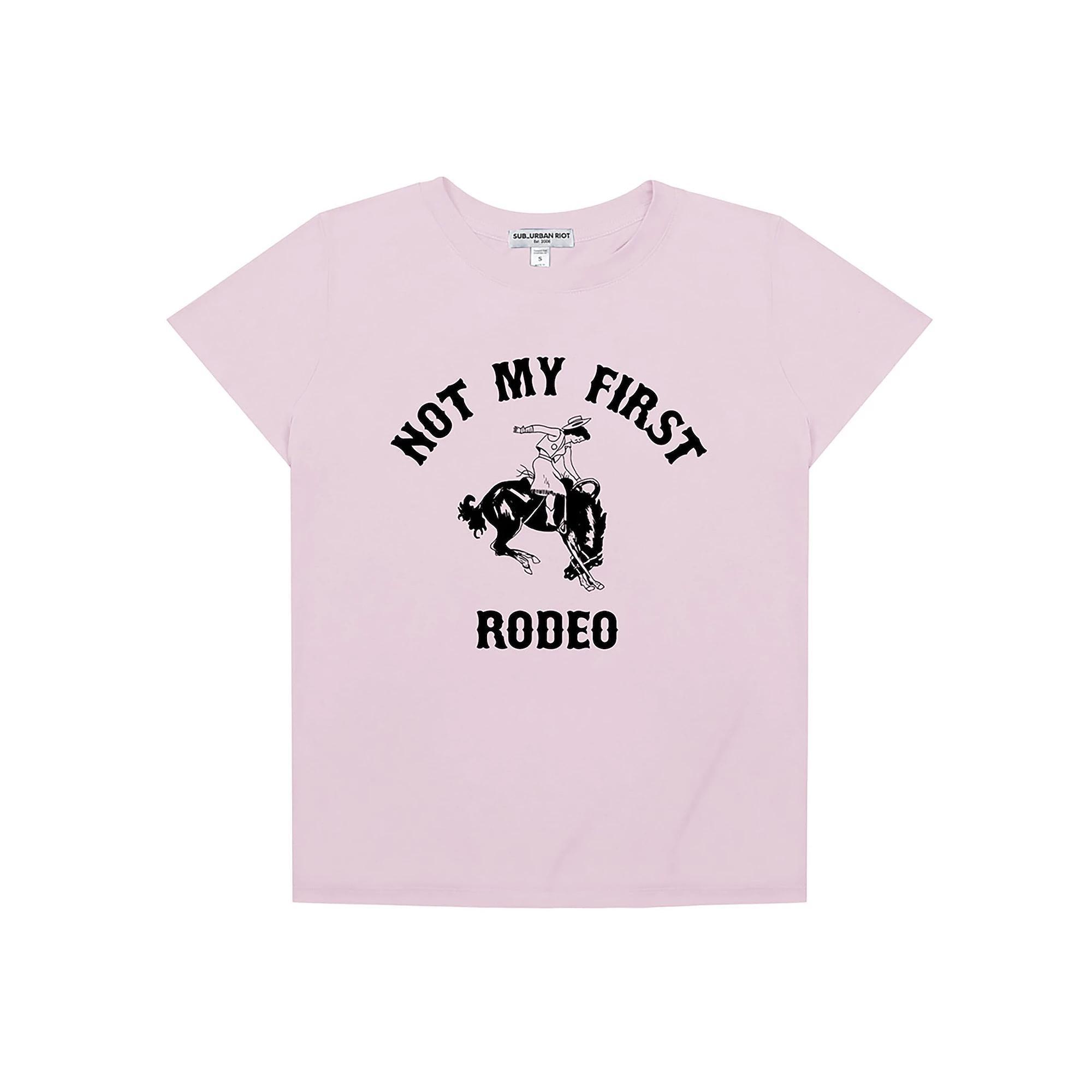 Women's Suburban Riot Not My First Rodeo Loose Fit Graphic Tee, Girl's, Size: XL, Blush Product Image