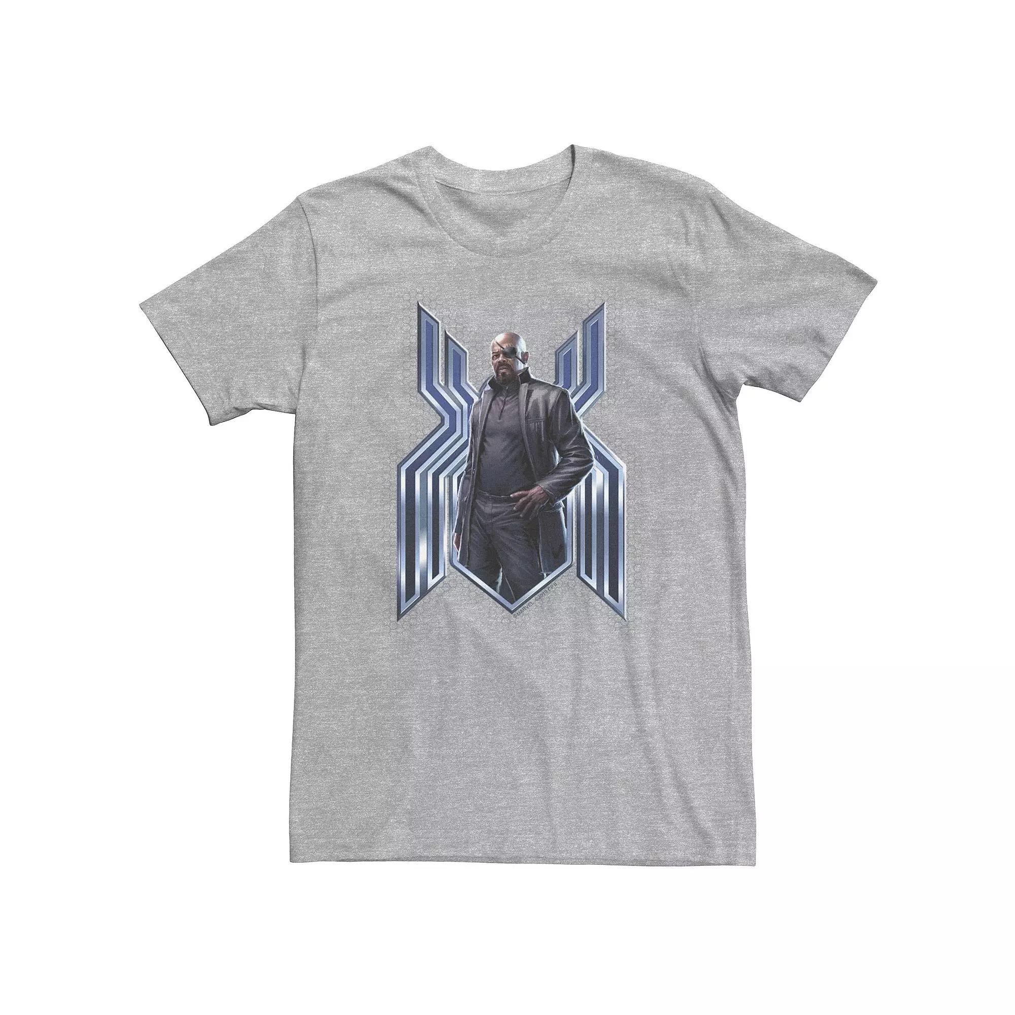 Big & Tall Marvel Spider-Man Far From Home Nick Fury Spider-Man Logo Tee, Men's, Size: Large Tall, Athletic Grey Product Image