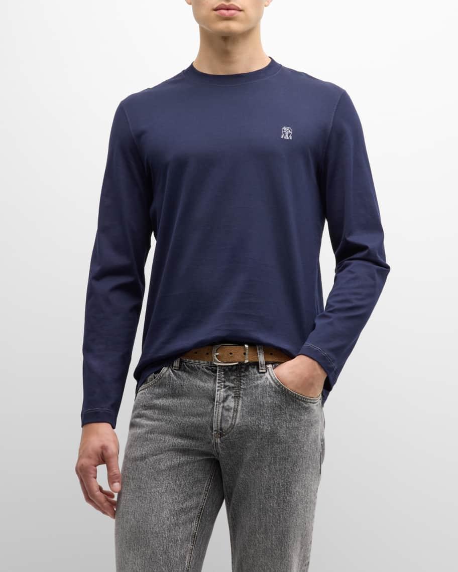 Mens Long-Sleeve Logo Crewneck T-Shirt Product Image