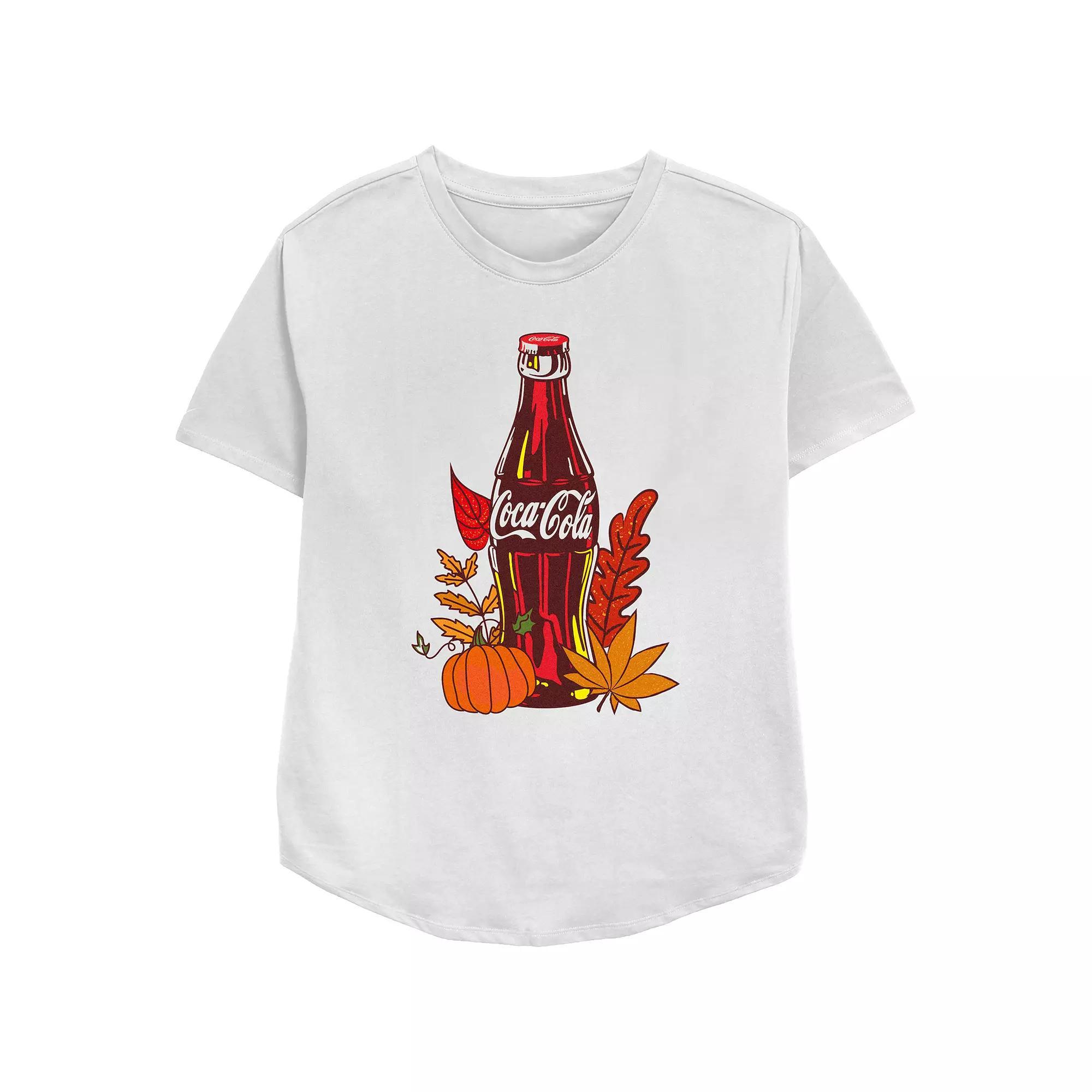 Juniors' Coca-Cola Autumn Leaves Relaxed Fit Graphic Tee, Women's, Size: Medium, White Product Image
