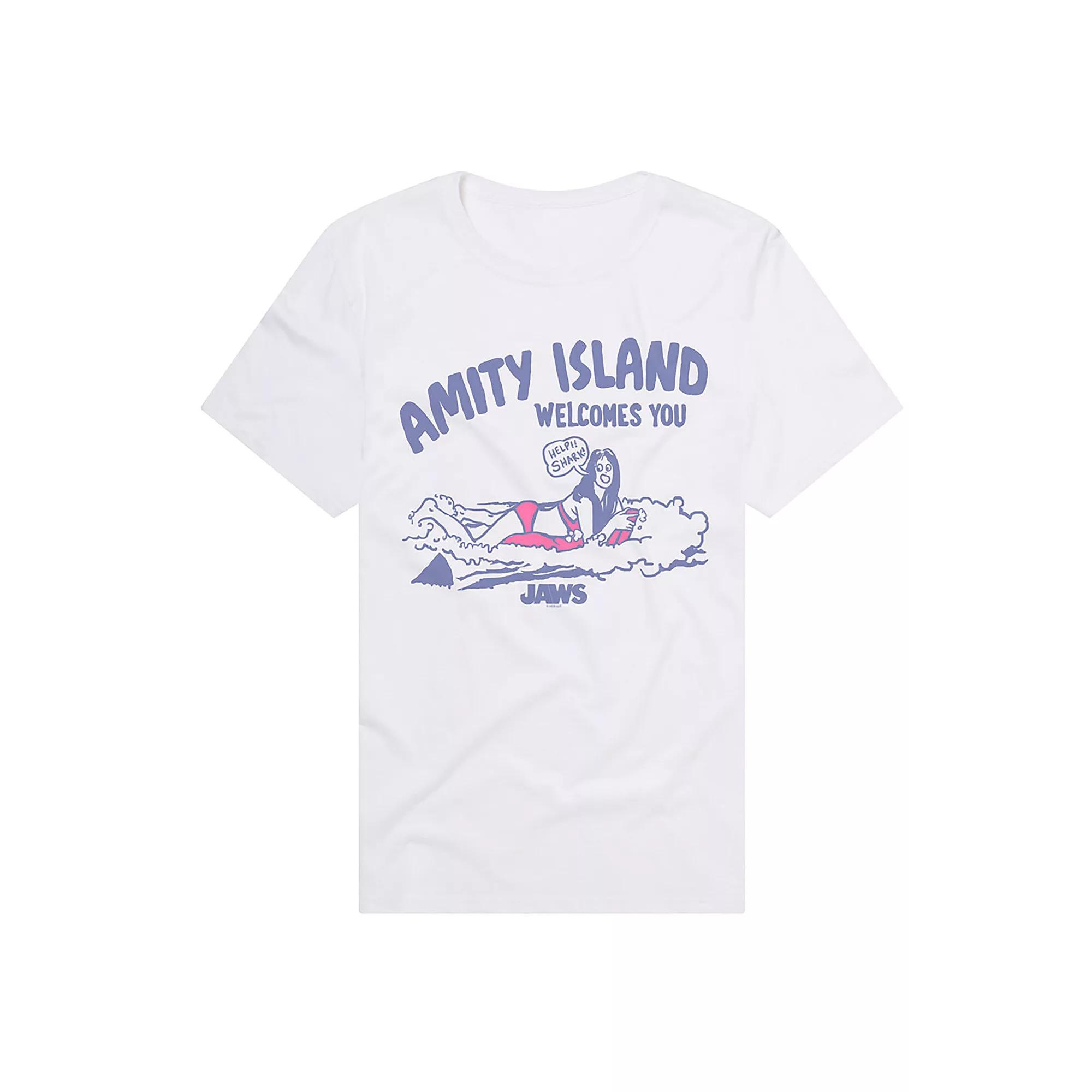 Men's Jaws "Amity Island Welcomes You" Graphic Tee, Size: Large, White Product Image