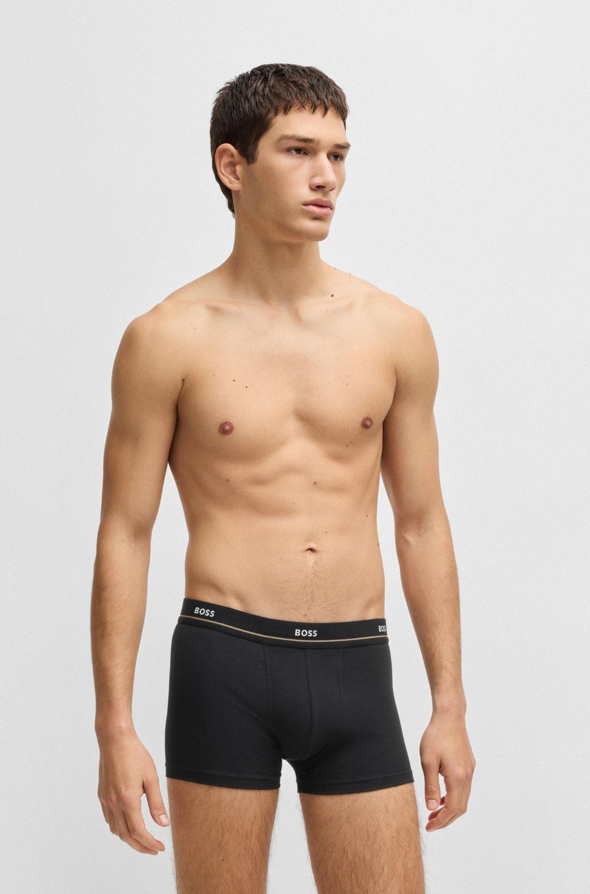 Three-pack of stretch-cotton trunks with logo waistbands Product Image