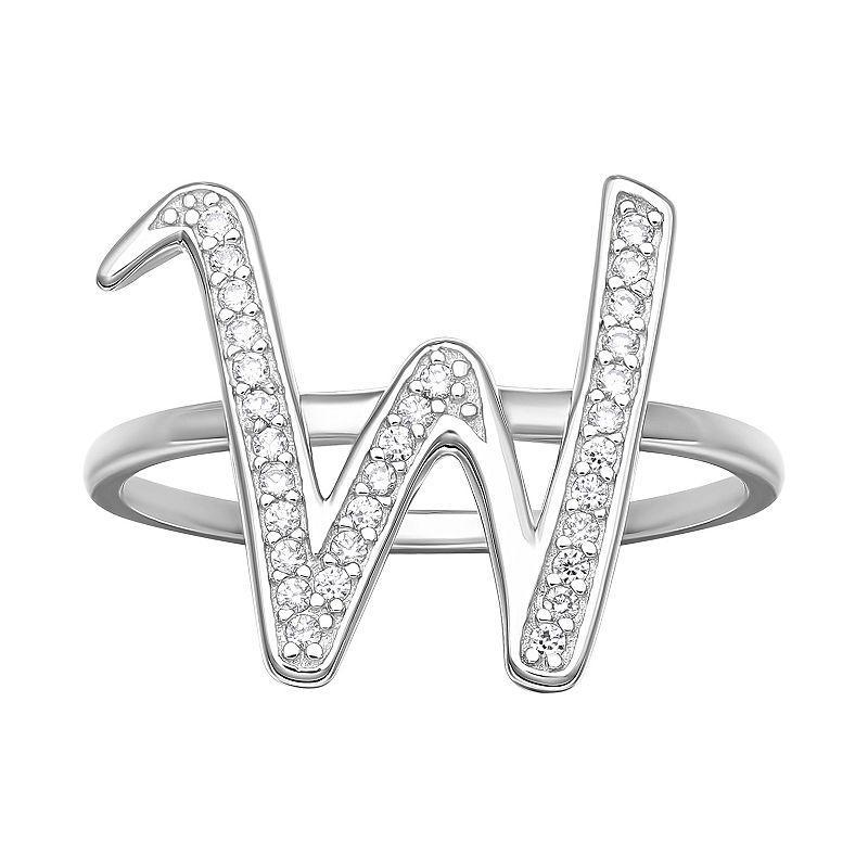 PRIMROSE Sterling Silver Cubic Zirconia Initial Ring, Women's, Size: 7, Sterling Silver T Product Image