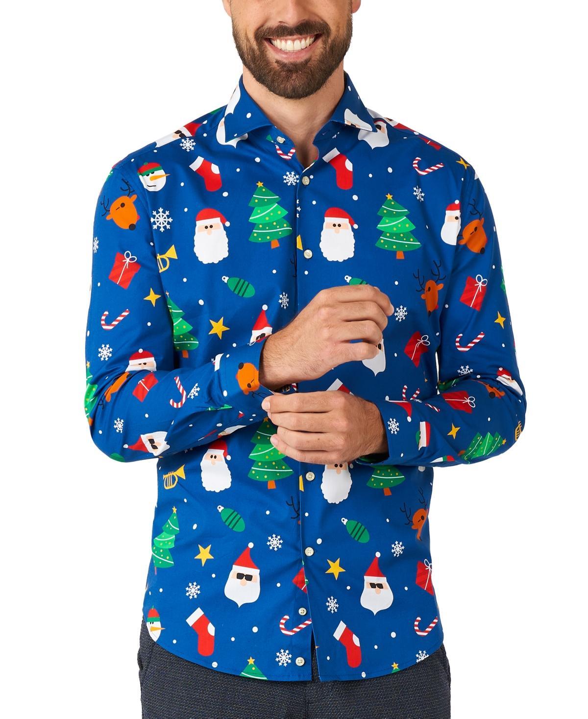 Men's OppoSuits Festivity Christmas Button-Down Shirt, Size: Medium, Blue Product Image