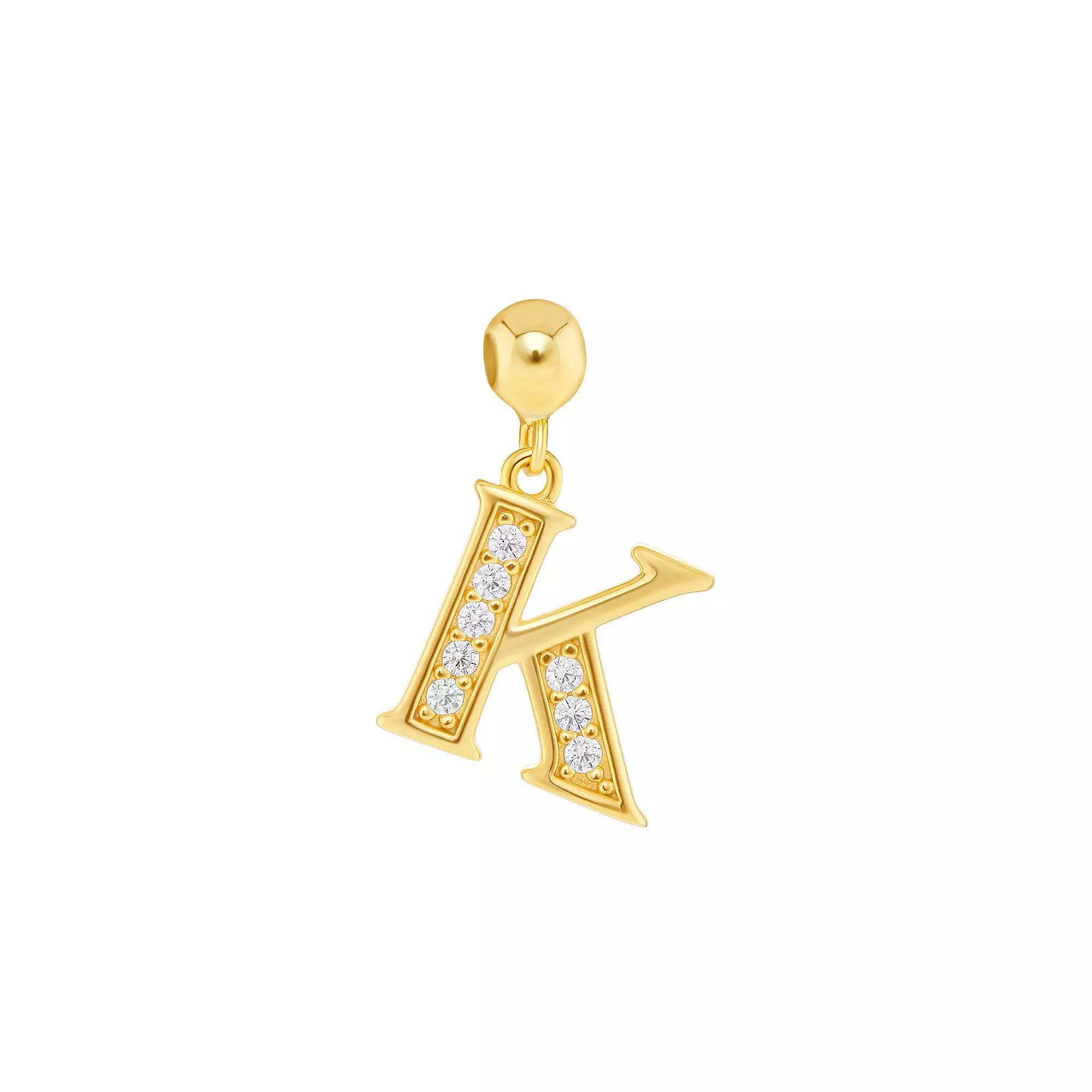 PRIMROSE 18k Gold Plated Pave Cubic Zirconia Initial Sliding Charm, Women's, Yellow Gold Tone S Product Image