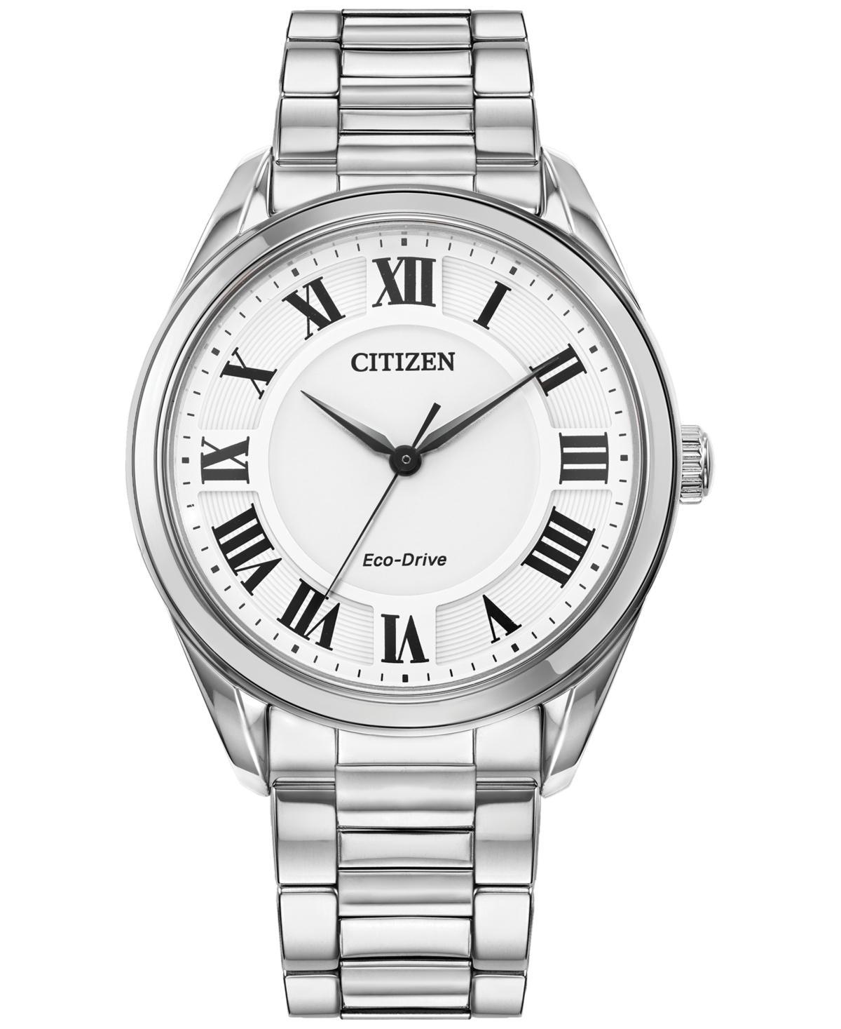 Citizen Eco-Drive Womens Arezzo Stainless Roman Accent Dial Bracelet Watch - EM0970-53A Silver Product Image