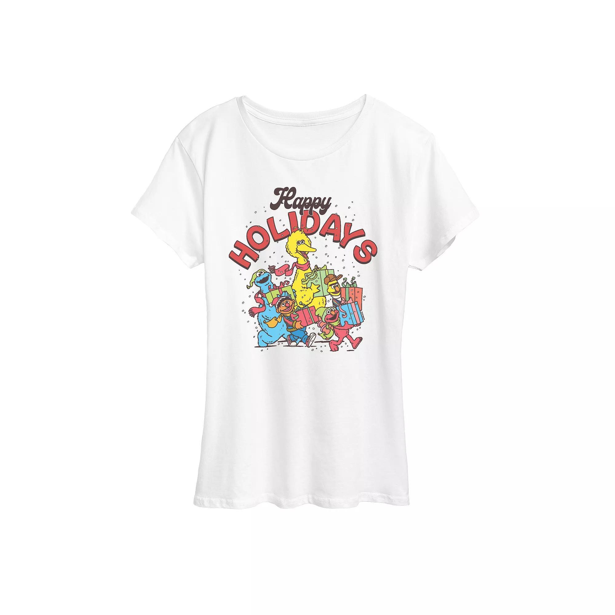 Womens Sesame Street Happy Holidays Graphic Tee Product Image